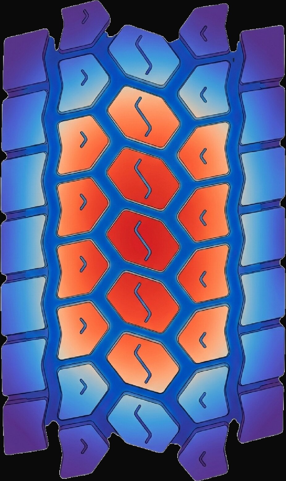 Hanksugi hexagonal interlocking tread blocks uniform pressure distribution pattern